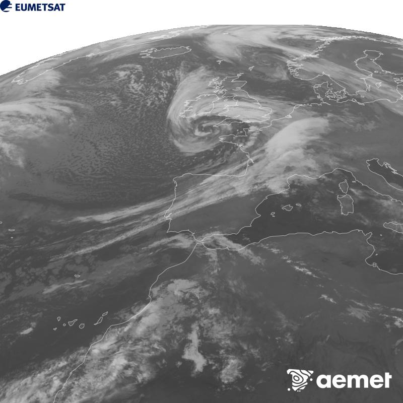 Aquesta imatge es genera utilitzant informaci� del canal Infraroig 10.5 �m del sat�l�lit METEOSAT-12, pertanyent a la tercera generaci� de sat�l�lits Meteosat (MTG). Perqu� la imatge s'assembli m�s a la percepci� de l'ull hum�, l'escala de grises est� invertida. Les hores indicades es refereixen a la pen�nsula (una hora menys a les Illes Can�ries).&nbsp;divendres, 23 d?octubre  2026 01:00