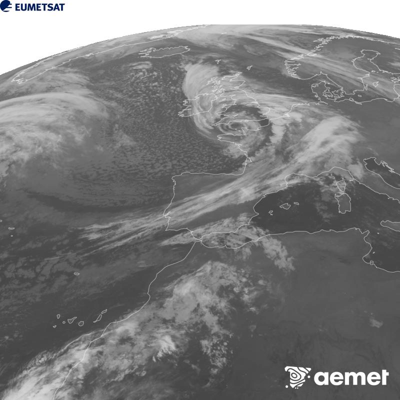 Aquesta imatge es genera utilitzant informaci� del canal Infraroig 10.5 �m del sat�l�lit METEOSAT-12, pertanyent a la tercera generaci� de sat�l�lits Meteosat (MTG). Perqu� la imatge s'assembli m�s a la percepci� de l'ull hum�, l'escala de grises est� invertida. Les hores indicades es refereixen a la pen�nsula (una hora menys a les Illes Can�ries).&nbsp;divendres, 23 d?octubre  2026 06:00