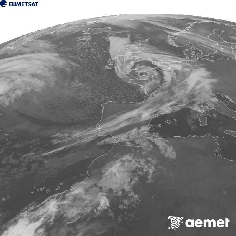 Aquesta imatge es genera utilitzant informaci� del canal Infraroig 10.5 �m del sat�l�lit METEOSAT-12, pertanyent a la tercera generaci� de sat�l�lits Meteosat (MTG). Perqu� la imatge s'assembli m�s a la percepci� de l'ull hum�, l'escala de grises est� invertida. Les hores indicades es refereixen a la pen�nsula (una hora menys a les Illes Can�ries).&nbsp;divendres, 23 d?octubre  2026 07:00