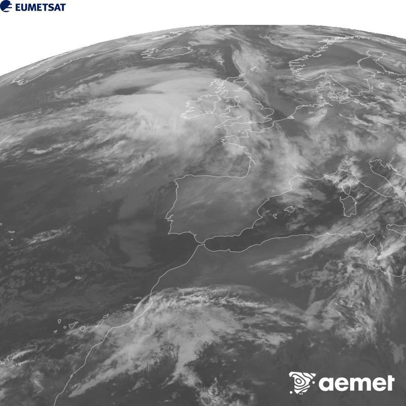 Esta imagen se genera utilizando informaci�n del canal Infrarrojo 10.5 �m del sat�lite METEOSAT-12, perteneciente a la tercera generaci�n de sat�lites Meteosat (MTG). Para que la imagen se asemeje m�s a la percepci�n del ojo humano, la escala de grises est� invertida. Las horas indicadas se refieren a la pen�nsula (una hora menos en las Islas Canarias).&nbsp;s�bado, 24 octubre 2026 a las 06:00