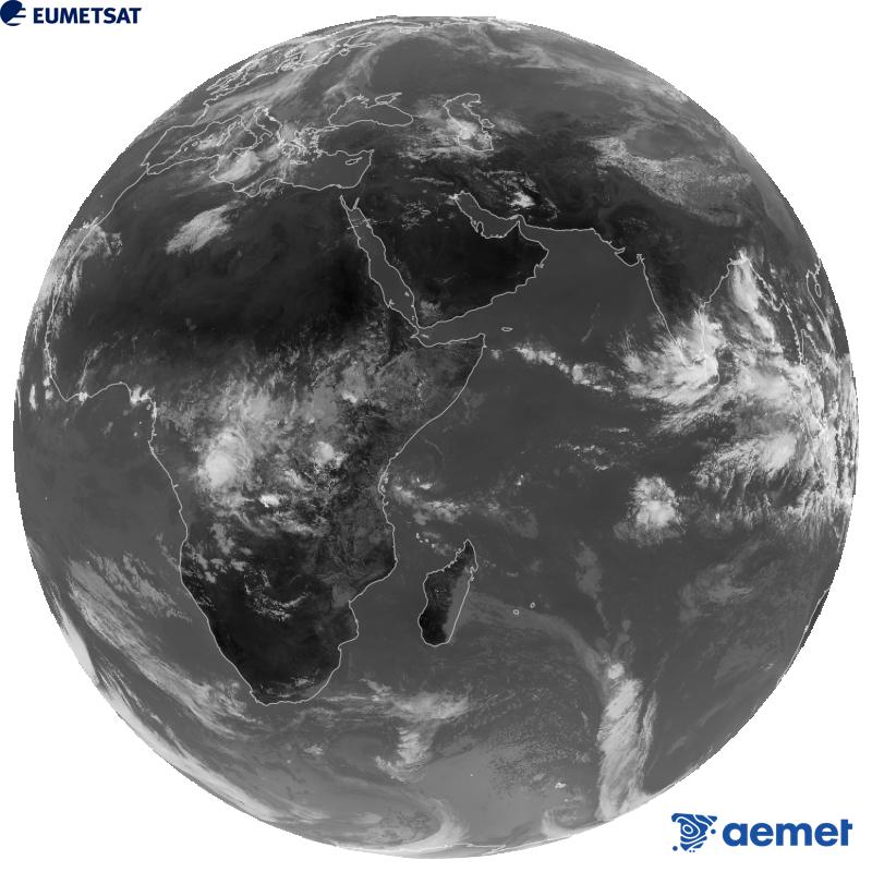 Imatge global del canal infraroig (longitud d'ona 10.8 �m) del sat�l�lit geoestacionari europeu Meteosat-9, pertanyent a la segona generaci� de sat�l�lits Meteosat. Les hores indicades es referixen a la pen�nsula (una hora menys a les Illes Can�ries).&nbsp;diumenge, 25 d?octubre  2026 10:00