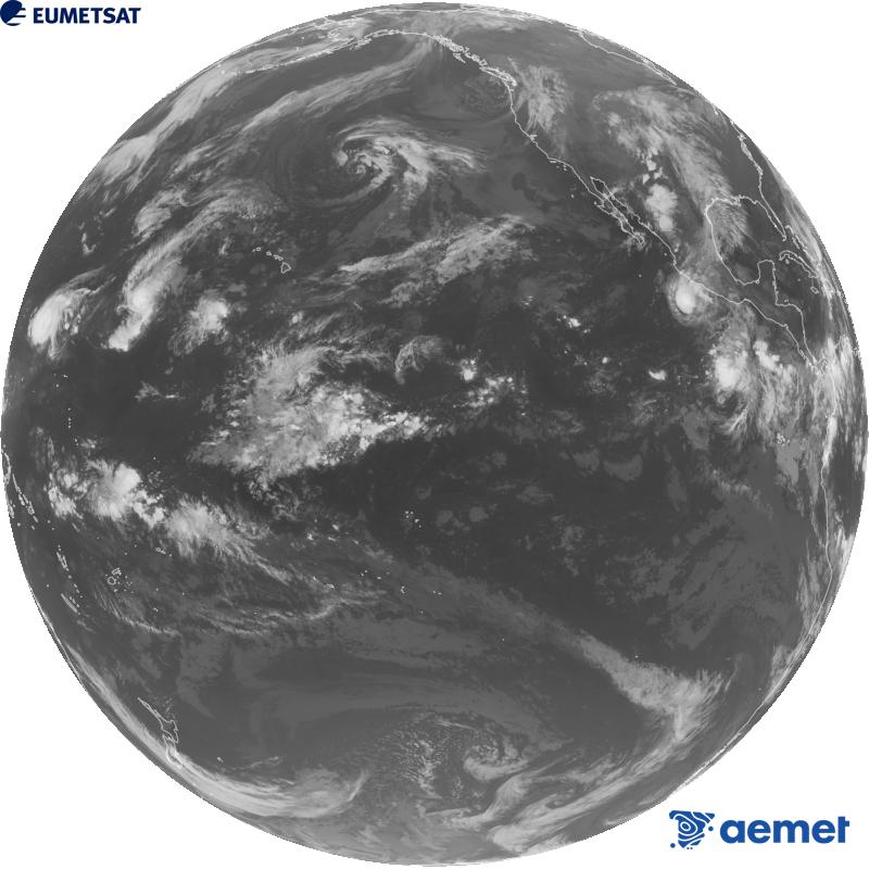 Imatge global del canal infraroig (longitud d'ona 10.3 �m) del sat�l�lit estatunidenc GOES-18. Les hores indicades es referixen a la pen�nsula (una hora menys a les Illes Can�ries).&nbsp;dilluns, 26 d?octubre  2026 04:00