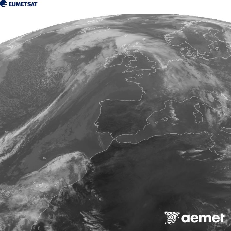 Irudi hau METEOSAT-12 satelitearen 10.5 �m Infragorri kanaleko informazioa erabiliz sortzen da, Meteosat (MTG) sateliteen hirugarren belaunaldikoa. Irudiak giza begiaren pertzepzioaren antz handiagoa izan dezan, grisen eskala alderantzizkoa da. Ordu horiek penintsulari dagozkio (ordubete gutxiago Kanariar Uharteetan).&nbsp;astelehena, 2026ko urriak 26, ordua: 16:00