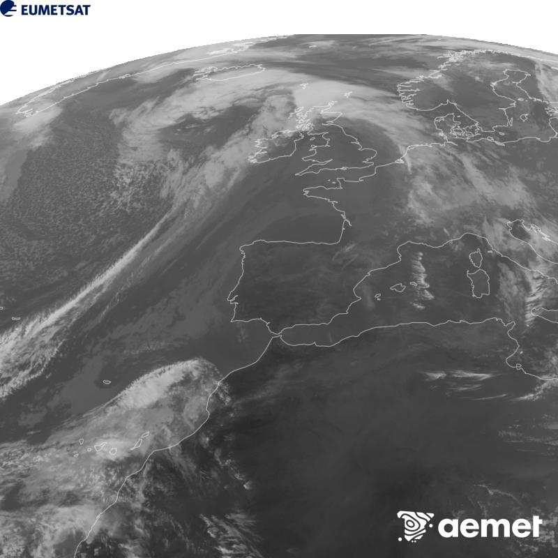 Irudi hau METEOSAT-12 satelitearen 10.5 �m Infragorri kanaleko informazioa erabiliz sortzen da, Meteosat (MTG) sateliteen hirugarren belaunaldikoa. Irudiak giza begiaren pertzepzioaren antz handiagoa izan dezan, grisen eskala alderantzizkoa da. Ordu horiek penintsulari dagozkio (ordubete gutxiago Kanariar Uharteetan).&nbsp;astelehena, 2026ko urriak 26, ordua: 17:00
