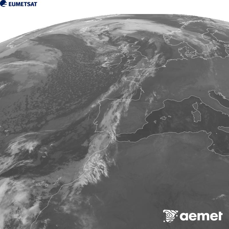 Esta imagen se genera utilizando informaci�n del canal Infrarrojo 10.5 �m del sat�lite METEOSAT-12, perteneciente a la tercera generaci�n de sat�lites Meteosat (MTG). Para que la imagen se asemeje m�s a la percepci�n del ojo humano, la escala de grises est� invertida. Las horas indicadas se refieren a la pen�nsula (una hora menos en las Islas Canarias).&nbsp;martes, 27 octubre 2026 a las 07:00