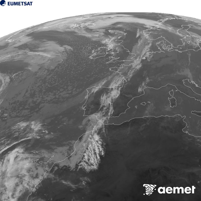 Esta imagen se genera utilizando informaci�n del canal Infrarrojo 10.5 �m del sat�lite METEOSAT-12, perteneciente a la tercera generaci�n de sat�lites Meteosat (MTG). Para que la imagen se asemeje m�s a la percepci�n del ojo humano, la escala de grises est� invertida. Las horas indicadas se refieren a la pen�nsula (una hora menos en las Islas Canarias).&nbsp;martes, 27 octubre 2026 a las 11:00
