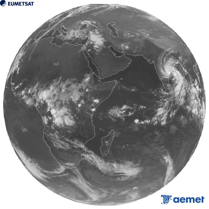 Imaxe global da canle infravermella (lonxitude de onda 10.8 �m) do sat�lite xeoestacionario europeo Meteosat-9, pertencente � segunda xeraci�n de sat�lites Meteosat. As horas indicadas ref�rense � pen�nsula (unha hora menos nas Illas Canarias).&nbsp;martes, 27 outubro  2026 22:00