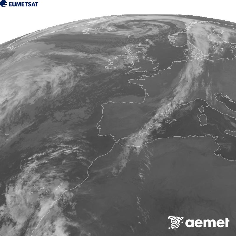 Esta imagen se genera utilizando informaci�n del canal Infrarrojo 10.5 �m del sat�lite METEOSAT-12, perteneciente a la tercera generaci�n de sat�lites Meteosat (MTG). Para que la imagen se asemeje m�s a la percepci�n del ojo humano, la escala de grises est� invertida. Las horas indicadas se refieren a la pen�nsula (una hora menos en las Islas Canarias).&nbsp;mi�rcoles, 28 octubre 2026 a las 00:00