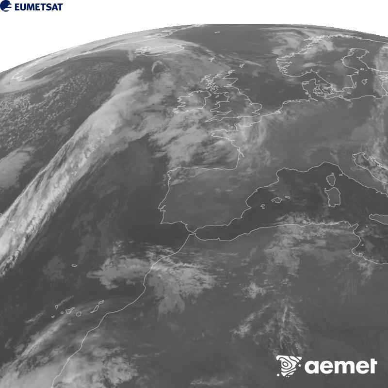 Irudi hau METEOSAT-12 satelitearen 10.5 �m Infragorri kanaleko informazioa erabiliz sortzen da, Meteosat (MTG) sateliteen hirugarren belaunaldikoa. Irudiak giza begiaren pertzepzioaren antz handiagoa izan dezan, grisen eskala alderantzizkoa da. Ordu horiek penintsulari dagozkio (ordubete gutxiago Kanariar Uharteetan).&nbsp;osteguna, 2026ko urriak 29, ordua: 07:00