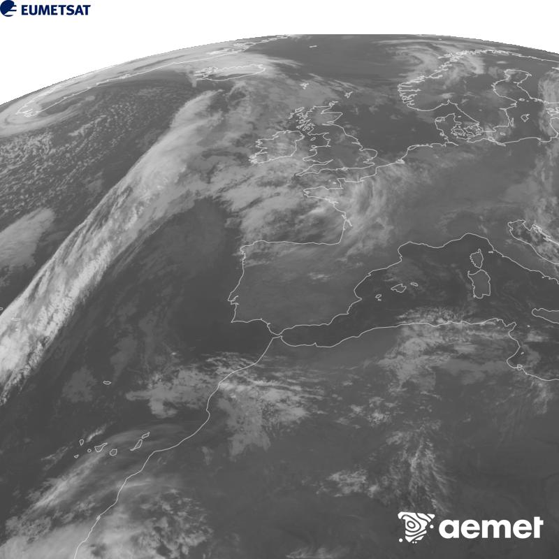 Aquesta imatge es genera utilitzant informaci� del canal Infraroig 10.5 �m del sat�l�lit METEOSAT-12, pertanyent a la tercera generaci� de sat�l�lits Meteosat (MTG). Perqu� la imatge s'assembli m�s a la percepci� de l'ull hum�, l'escala de grises est� invertida. Les hores indicades es refereixen a la pen�nsula (una hora menys a les Illes Can�ries).&nbsp;dijous, 29 d?octubre  2026 08:00