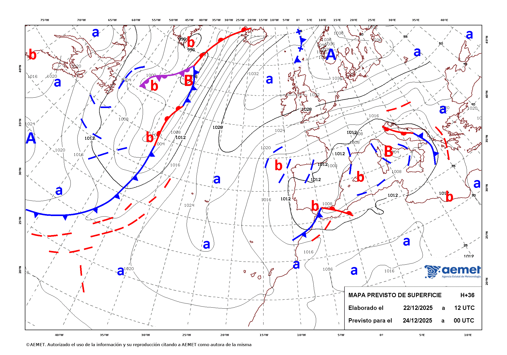 Imagenes del mapa de frentes&nbsp;asteazkena, 2025ko abenduak 24, ordua: 01:00