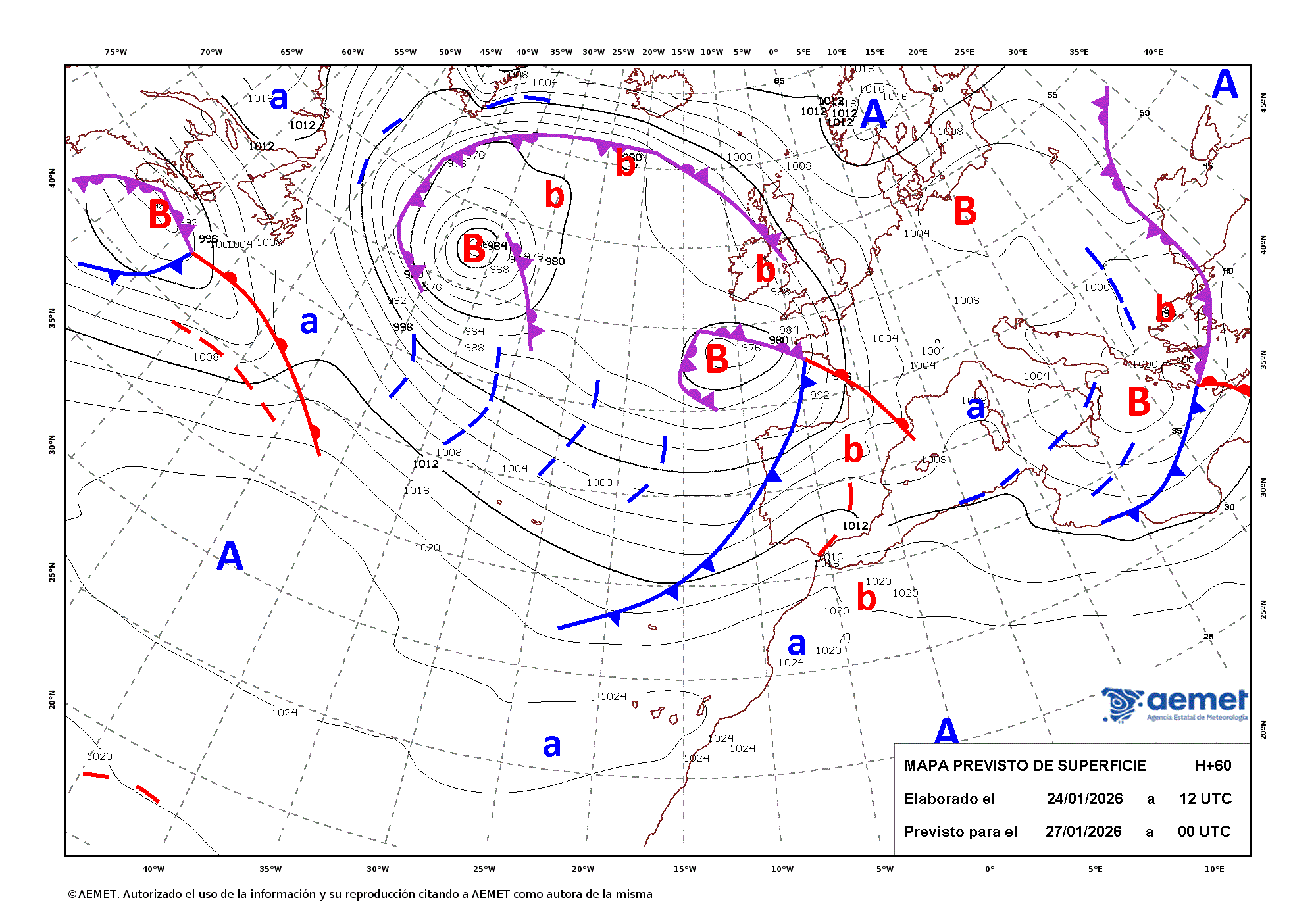 Imagenes del mapa de frentes&nbsp;dimarts, 27 de gener  2026 01:00