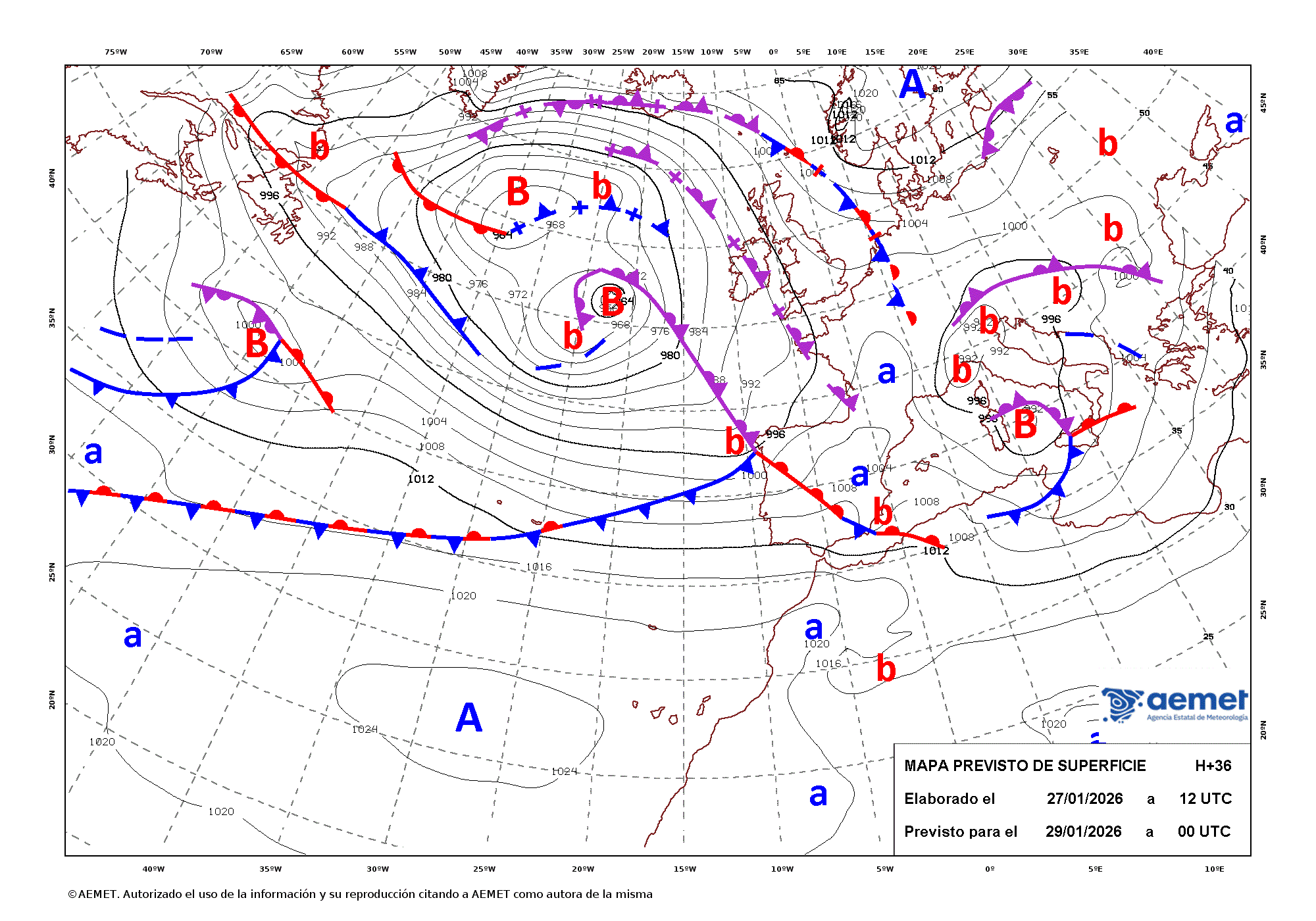 Imagenes del mapa de frentes&nbsp;dijous, 29 de gener  2026 01:00