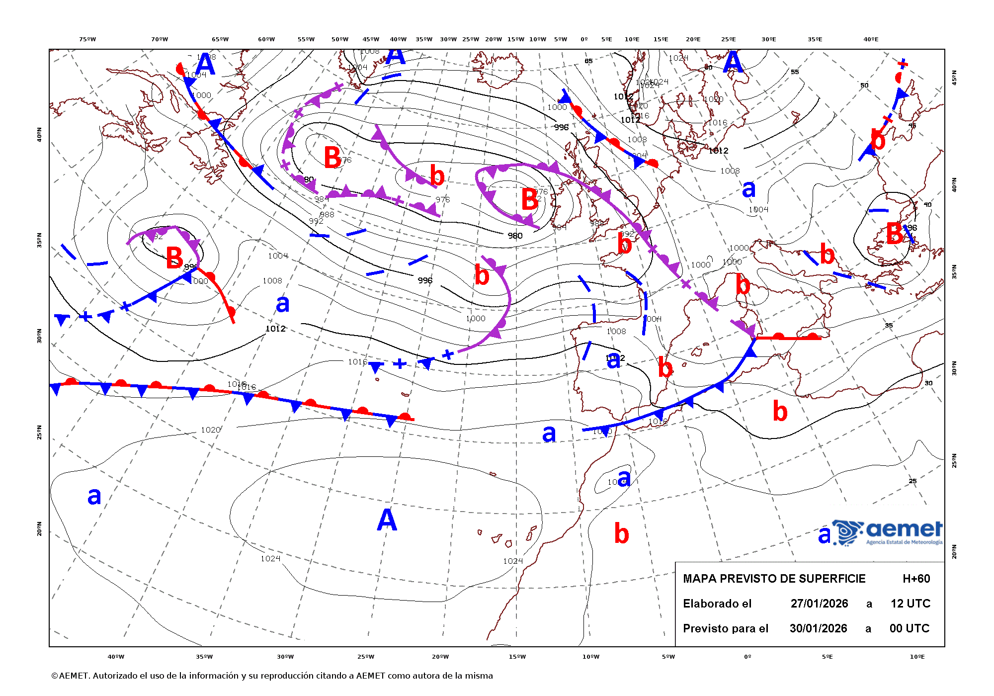 Imagenes del mapa de frentes&nbsp;divendres, 30 de gener  2026 01:00