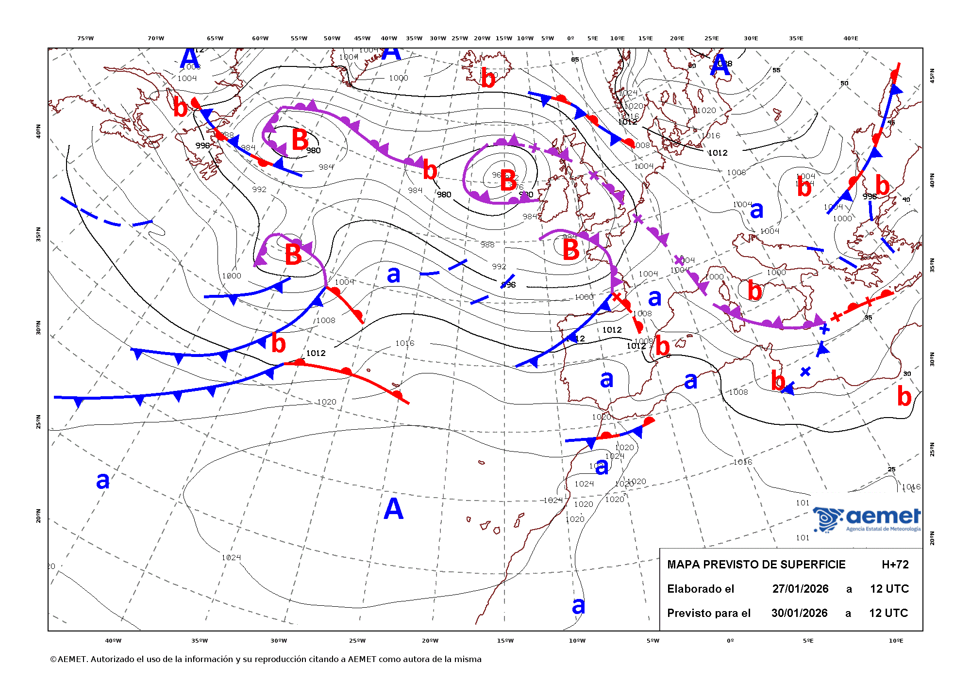Imagenes del mapa de frentes&nbsp;divendres, 30 de gener  2026 13:00