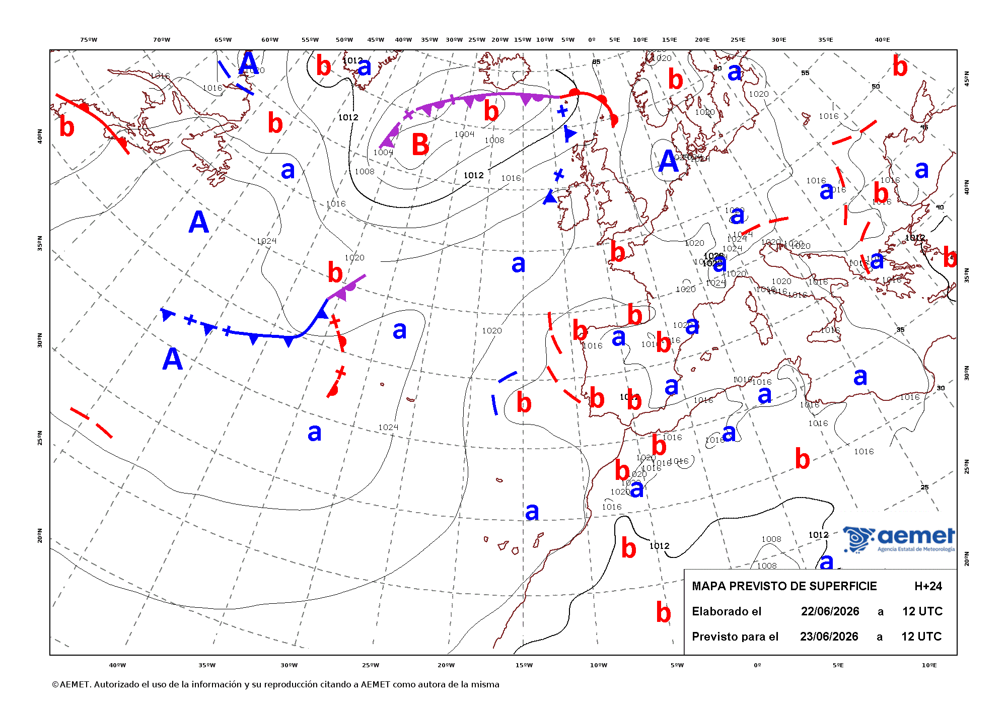 Imagenes del mapa de frentes&nbsp;mardi, 23 juin  2026 14:00