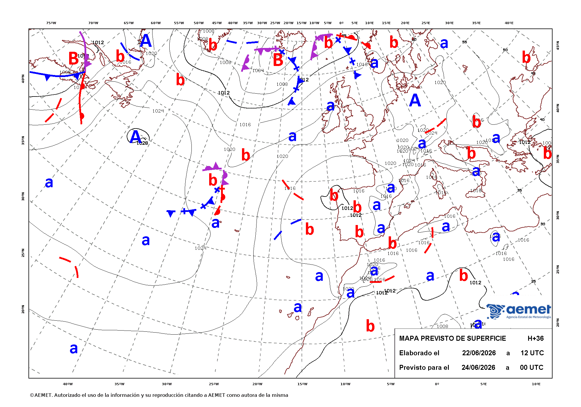 Imagenes del mapa de frentes&nbsp;mercredi, 24 juin  2026 02:00