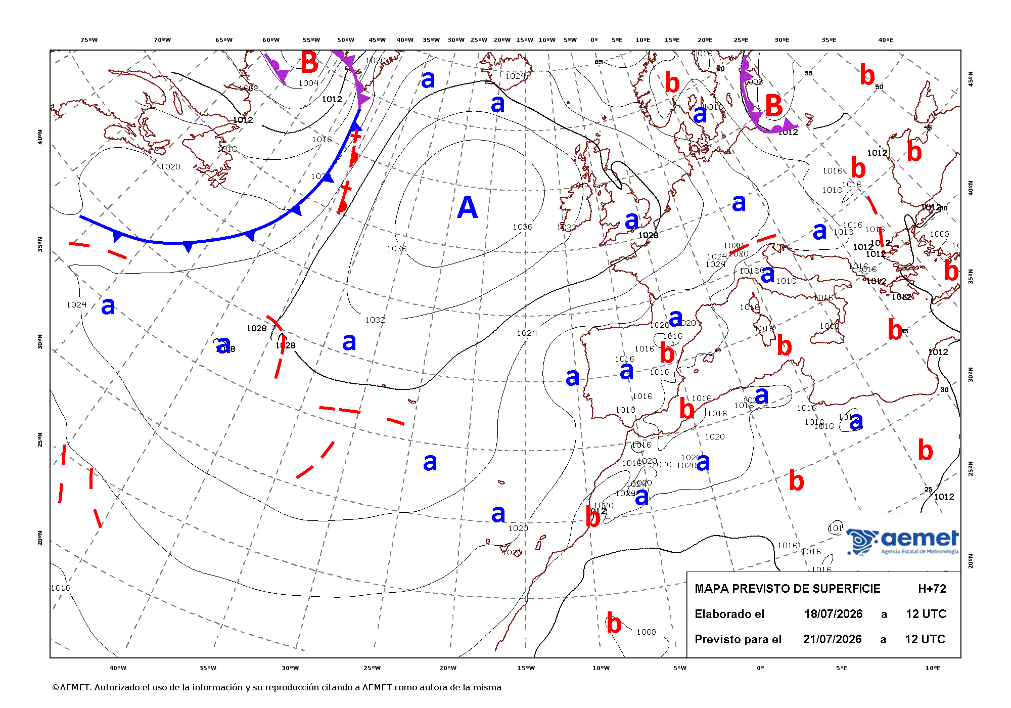 Imagenes del mapa de frentes&nbsp;Tuesday, 21 July  2026 14:00