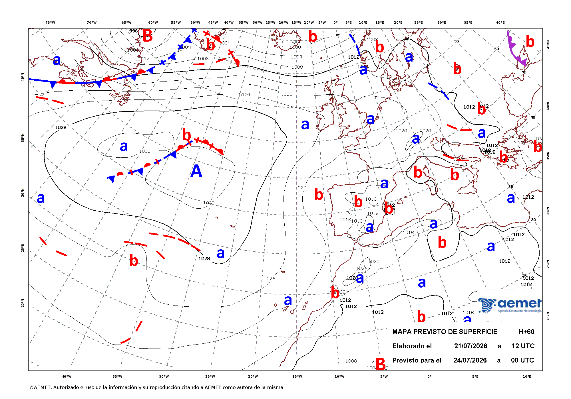 Imagenes del mapa con frentes&nbsp;viernes, 24 julio 2026 a las 02:00