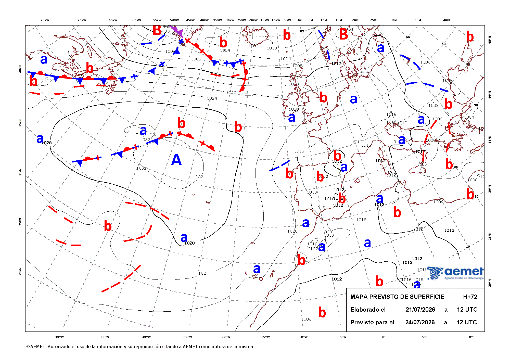 Imagenes del mapa con frentes&nbsp;viernes, 24 julio 2026 a las 14:00