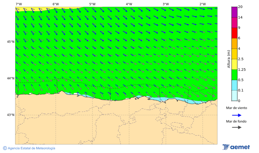 Kostaldeetako irudia asteazkena, 2025ko azaroak 19, ordua: 07:00