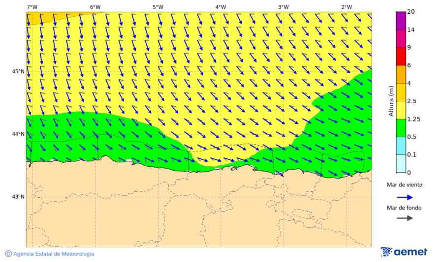 Kostaldeetako irudia asteazkena, 2025ko azaroak 19, ordua: 13:00
