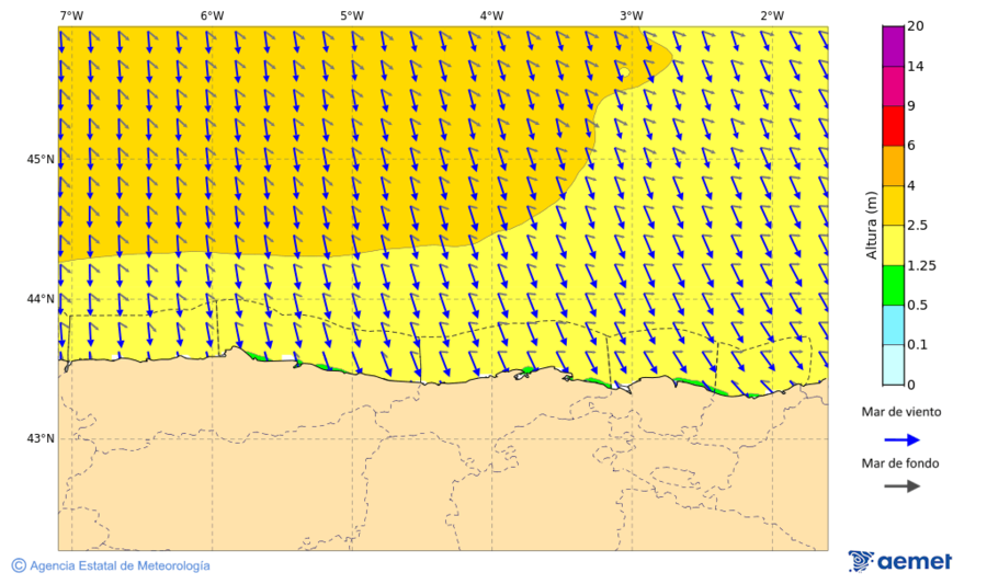 Kostaldeetako irudia asteazkena, 2025ko azaroak 19, ordua: 19:00