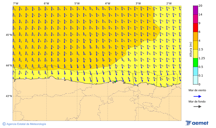 Kostaldeetako irudia asteazkena, 2025ko azaroak 19, ordua: 22:00