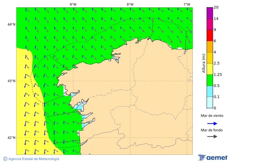 Kostaldeetako irudia asteazkena, 2025ko azaroak 19, ordua: 07:00