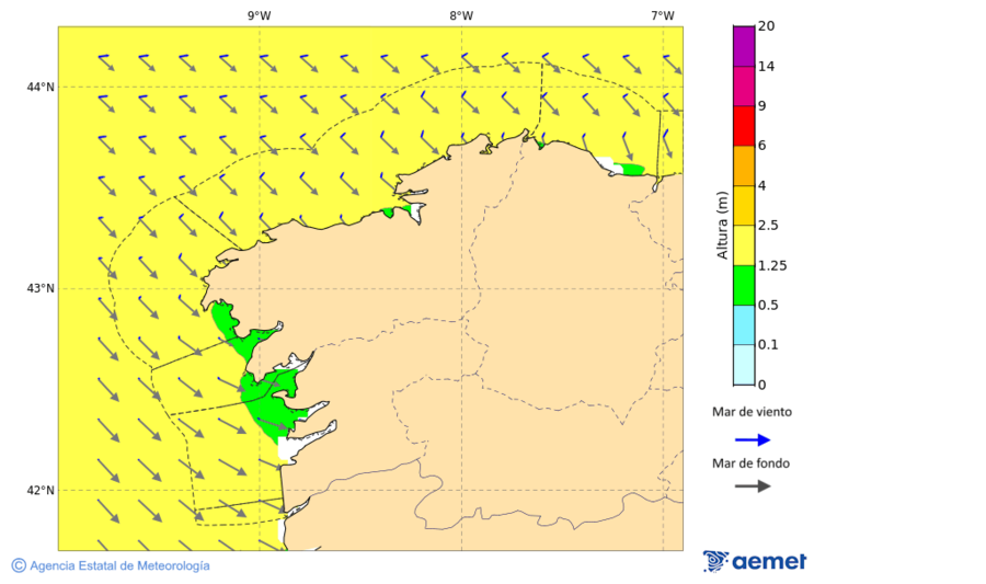 Kostaldeetako irudia larunbata, 2025ko azaroak 22, ordua: 07:00