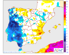 Variacin de las temperaturas mnimas respecto al da anterior