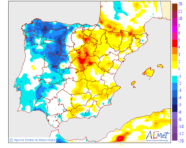 Variaci de les temperatures mnimes respecte al dia anterior