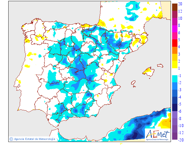 Variacin das temperaturas mnimas respecto ao da anterior