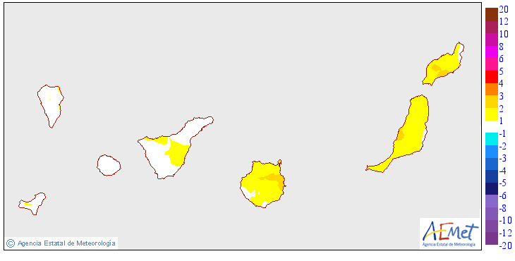 Variaci de les temperatures mnimes respecte al dia anterior