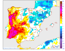 Variacin de las temperaturas mnimas respecto al da anterior