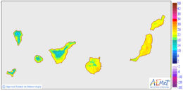 Maximum temperatures for tomorrow in the Canary Islands