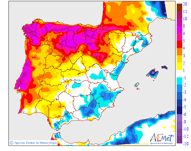 Variacin de las temperaturas mximas respecto al da anterior