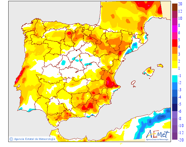 Variacin de las temperaturas mximas respecto al da anterior