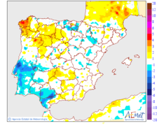 Minimum temperatures variation regarding the day before