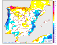 Maximum temperatures variation regarding the day before
