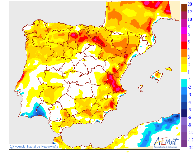 Variacin de las temperaturas mximas respecto al da anterior