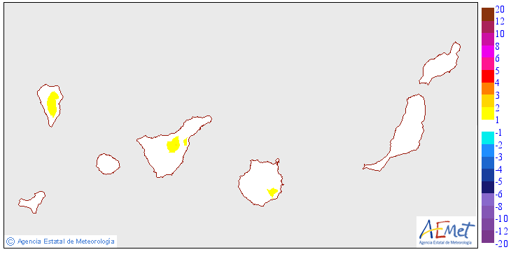 Variation des tempratures minimales par rapport au jour prcdent
