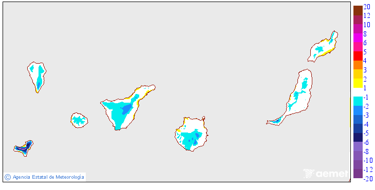 Variacin de las temperaturas mnimas respecto al da anterior