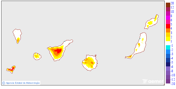 Variacin das temperaturas mnimas respecto ao da anterior