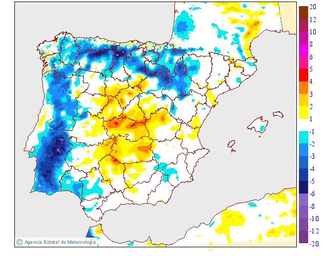 Variaci de les temperatures mnimes respecte al dia anterior