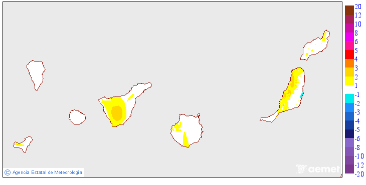 Variacin de las temperaturas mximas respecto al da anterior