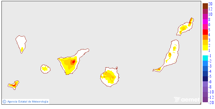 Variacin de las temperaturas mnimas respecto al da anterior
