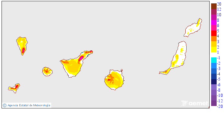 Variaci de les temperatures mnimes respecte al dia anterior