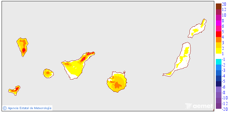 Variaci de les temperatures mximes respecte al dia anterior