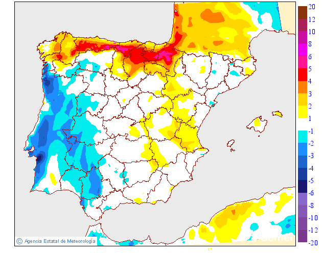Variaci de les temperatures mximes respecte al dia anterior